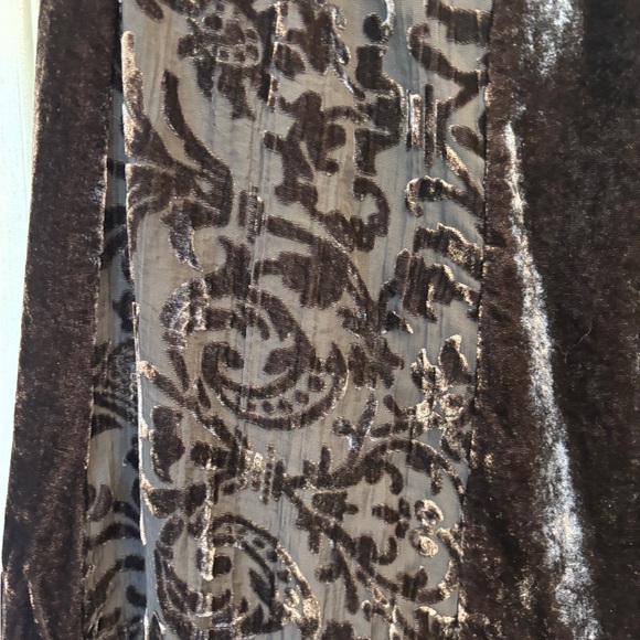 Chico's Brown Velvet Burn-out Maxi Skirt Size 1 Bohemian Boho RN #79984 - Picture 3 of 7